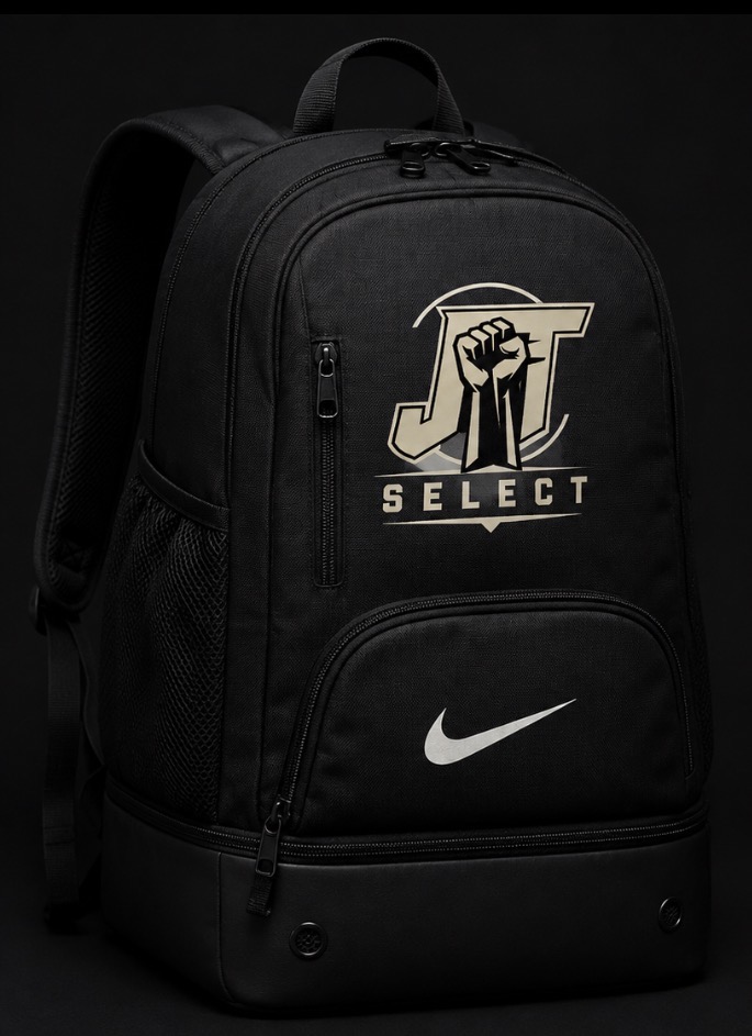Black JT Select Nike team backpack with the club logo